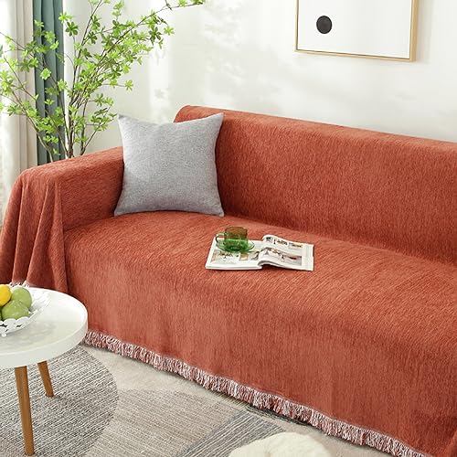 Sofadecke Sofa Überwurfdecke Sofa-Überwurfdecke, 1-, 2-, 3-, 4-Sitzer-Chenille-Sofahandtuch, L-förmiger Eck-Universal-Sofabezug, rutschfester Sofabezug, nordischer Wohnzimmer-Couchbezug, Mehrzweck-Üb von IBOWZ