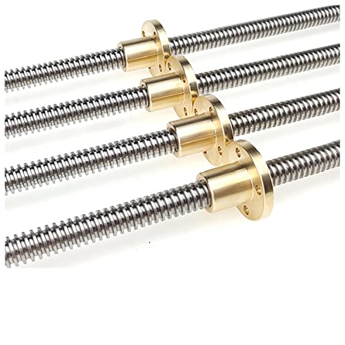 Trapezgewindespindel Stück Trapezstange für 3D-Drucker, T10-Leitspindelgewinde 10 mm, Steigung 2 mm, Schraubensteigung 2 mm, Leitspindeln aus Edelstahl mit T10-Mutter, Länge 100/150/200/250/300/400 m von IBOWZ