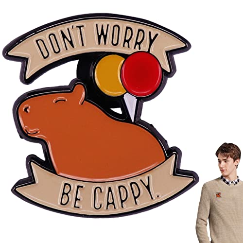 IBUGER Capybara-Pin,Legierung Don't Worry Be Cappy Capybara Pin Broschen - Niedliche Revers-Abzeichen-Karikatur-Tier-Anstecknadel für Rucksack-Stoffe-Hüte-lustige -Anstecknadeln von IBUGER