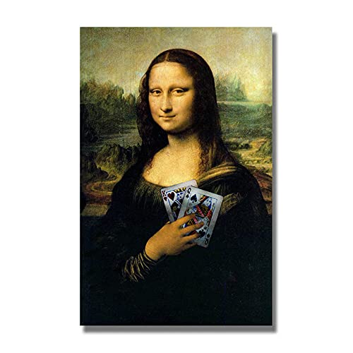 IBUKHSDGYIFH Moderne Lustige Mona Lisa Holding Spielkarten Leinwand Malerei Poster und Drucke Wandkunst Bilder für Wohnzimmer Dekor Ungerahmt-50x70cm IBUKHSDGYIFH Moderne Lustige Mona Lisa Holding Spielkarten Leinwand Malerei Poster und Drucke Wandkunst Bilder für Wohnzimmer Dekor Ungerahmt-50x70cm von IBUKHSDGYIFH