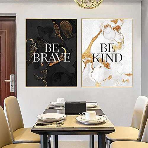 IBUKHSDGYIFH Modern Be Kind Be Brave Marmor Textur Hintergrund Leinwand Gemälde Wandkunst Poster Drucken Bild für Wohnzimmer Dekoration Ungerahmt-30x40cmx2 von IBUKHSDGYIFH