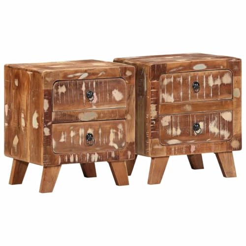 IBUQDDV Ablagetisch Nightstand Telefontisch Sofatisch Nachttisch 2 STK. 40x32x46 cm Altholz Massiv für Schlafzimmer Wohnzimmer IBUQDDV Ablagetisch Nightstand Telefontisch Sofatisch Nachttisch 2 STK. 40x32x46 cm Altholz Massiv für Schlafzimmer Wohnzimmer von IBUQDDV