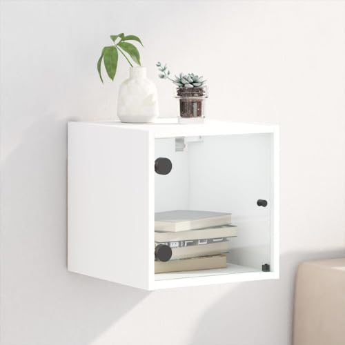IBUQDDV Ablagetisch Sofatisch Nightstand Telefontisch Nachttisch mit Glastür Weiß 35x37x35 cm für Schlafzimmer, Küche, Flur, Balkon IBUQDDV Ablagetisch Sofatisch Nightstand Telefontisch Nachttisch mit Glastür Weiß 35x37x35 cm für Schlafzimmer, Küche, Flur, Balkon von IBUQDDV