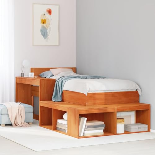 IBUQDDV Ablagetisch Sofatisch Telefontisch Nightstand Nachttisch mit Schreibtisch Wachsbraun 222x122x75 cm Massivholz für Wohnzimmer, Schlafzimmer, Flur, Büro von IBUQDDV