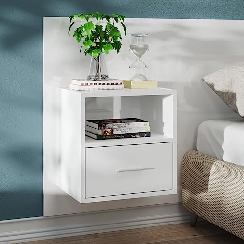 IBUQDDV Ablagetisch Telefontisch Nightstand Sofatisch Wand-Nachttisch Hochglanz-Weiß für Schlafzimmer Wohnzimmer IBUQDDV Ablagetisch Telefontisch Nightstand Sofatisch Wand-Nachttisch Hochglanz-Weiß für Schlafzimmer Wohnzimmer von IBUQDDV