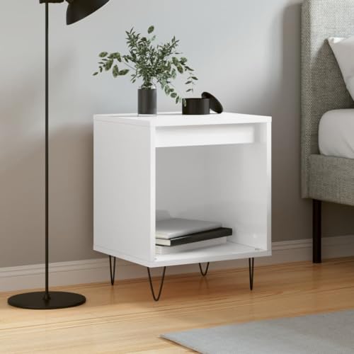 IBUQDDV Ablagetisch Telefontisch Sofatisch Nightstand Nachttisch Hochglanz-Weiß 40x35x50 cm Holzwerkstoff für Schlafzimmer, Esszimmer, Büro von IBUQDDV