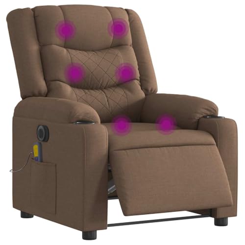 IBUQDDV Armlehnensessel Fernsehsessel Lesesessel Loungesitz Massagesessel Elektrisch Braun Stoff für Büro Schlafzimmer von IBUQDDV