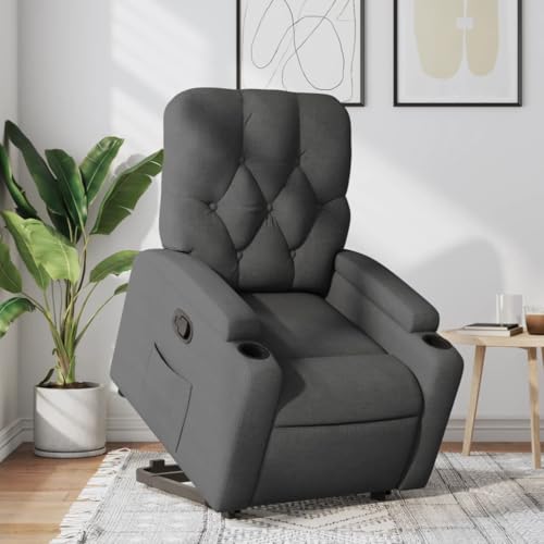 IBUQDDV Armlehnensessel Fernsehsessel Lesesessel Loungesitz Relaxsessel mit Aufstehhilfe Dunkelgrau Stoff für Wohnzimmer Schlafzimmer von IBUQDDV