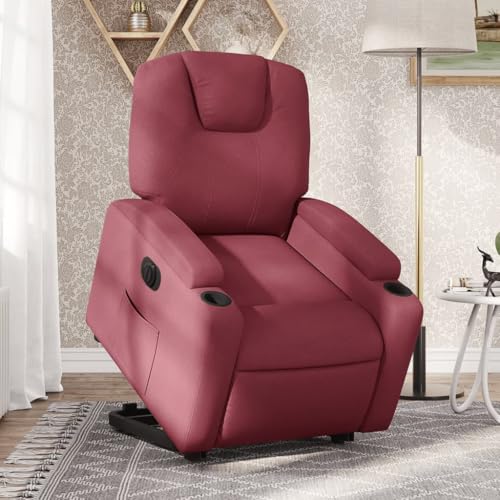 IBUQDDV Armlehnensessel Fernsehsessel Lesesessel Loungesitz Relaxsessel mit Aufstehhilfe Elektrisch Weinrot Stoff für Bistro Küche Innen Außenbereich von IBUQDDV
