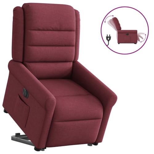 IBUQDDV Armlehnensessel Fernsehsessel Lesesessel Loungesitz Relaxsessel mit Aufstehhilfe Elektrisch Weinrot Stoff für Büro Schlafzimmer Leseecken von IBUQDDV