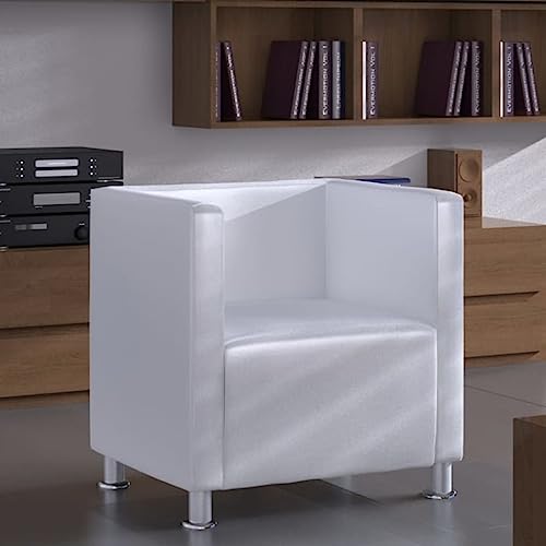 IBUQDDV Armlehnensessel Lesesessel Fernsehsessel Loungesitz Würfel-Sessel Weiß Kunstleder für Büro Schlafzimmer IBUQDDV Armlehnensessel Lesesessel Fernsehsessel Loungesitz Würfel-Sessel Weiß Kunstleder für Büro Schlafzimmer von IBUQDDV