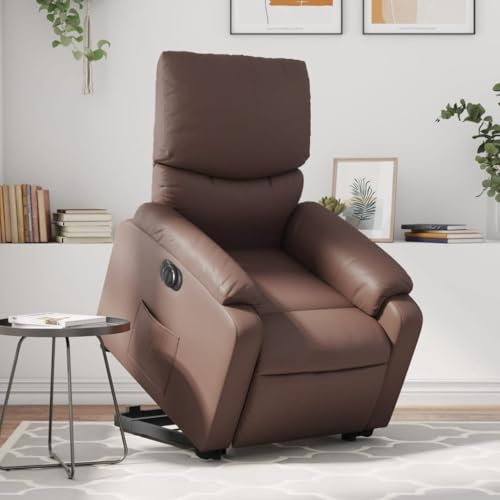 IBUQDDV Armlehnensessel Lesesessel Loungesitz Fernsehsessel Relaxsessel mit Aufstehhilfe Elektrisch Braun Kunstleder für Bistro Küche Innen Außenbereich von IBUQDDV