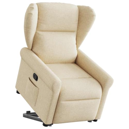 IBUQDDV Armlehnensessel Loungesitz Lesesessel Fernsehsessel Relaxsessel mit Aufstehhilfe Creme Stoff für Wohnzimmer Schlafzimmer von IBUQDDV