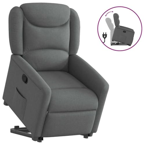 IBUQDDV Armlehnensessel Loungesitz Lesesessel Fernsehsessel Relaxsessel mit Aufstehhilfe Dunkelgrau Stoff für Büro Schlafzimmer von IBUQDDV