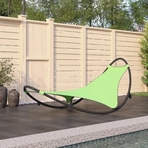 IBUQDDV Campingliege Terassenmöbel Stuhl Outdoor Strandliege Schaukelliege mit Rollen Stahl & Textilene Grün für Patio Strand Terrasse Pool von IBUQDDV