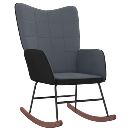 IBUQDDV Chair Lesesessel Relaxstuhl Schaukelstuhl Schaukelstuhl Dunkelgrau Samt und PVC für Wohnzimmer Schlafzimmer von IBUQDDV