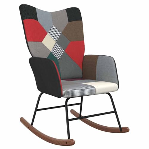 IBUQDDV Chair Relaxstuhl Lesesessel Schaukelstuhl Schaukelsessel mit Hocker Patchwork Stoff für Wohnzimmer Schlafzimmer von IBUQDDV