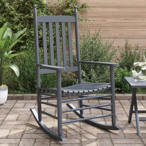 IBUQDDV Chair Relaxstuhl Lesesessel Schaukelstuhl Schaukelstühle mit Gebogenen Sitzen 2 STK. Grau Pappelholz für Wohnzimmer Schlafzimmer von IBUQDDV