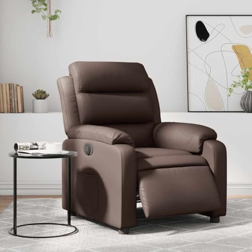 IBUQDDV Fernsehsessel Armlehnensessel Lesesessel Loungesitz Elektrischer Relaxsessel Braun Kunstleder für Wohnzimmer Schlafzimmer von IBUQDDV