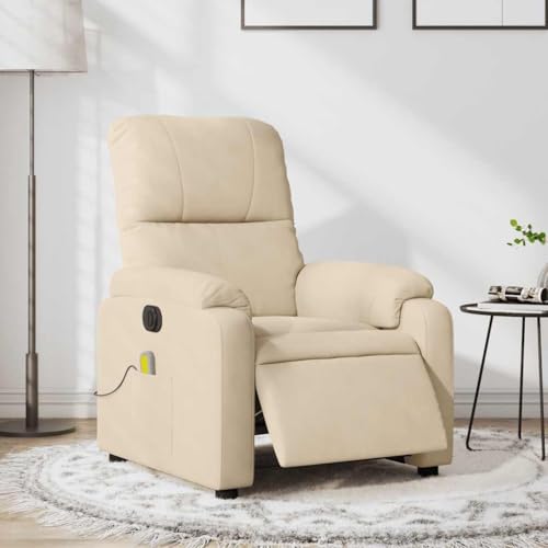 IBUQDDV Fernsehsessel Armlehnensessel Lesesessel Loungesitz Massagesessel Elektrisch Creme Mikrofasergewebe für Bistro Küche Innen Außenbereich von IBUQDDV