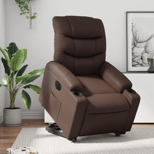 IBUQDDV Fernsehsessel Armlehnensessel Loungesitz Lesesessel Relaxsessel mit Aufstehhilfe Elektrisch Braun Kunstleder für Schlafzimmer Büro Vanity von IBUQDDV