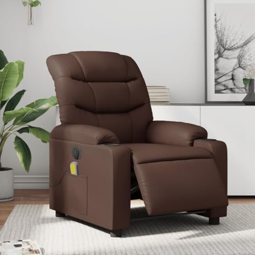IBUQDDV Fernsehsessel Lesesessel Armlehnensessel Loungesitz Massagesessel Elektrisch Braun Kunstleder für Schlafzimmer Büro Vanity von IBUQDDV