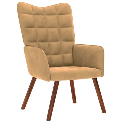 IBUQDDV Fernsehsessel Loungesitz Armlehnensessel Lesesessel Relaxsessel Braun Samt für Büro Schlafzimmer Leseecken von IBUQDDV
