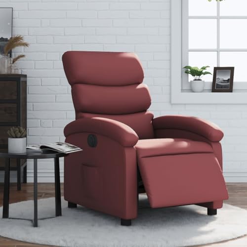 IBUQDDV Fernsehsessel Loungesitz Armlehnensessel Lesesessel Relaxsessel Elektrisch Weinrot Kunstleder für Wohnzimmer Schlafzimmer von IBUQDDV