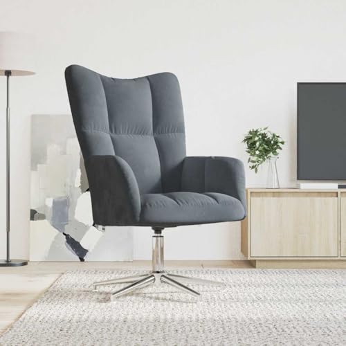 IBUQDDV Lesesessel Armlehnensessel Fernsehsessel Loungesitz Relaxsessel Dunkelgrau Samt für Büro Schlafzimmer Leseecken von IBUQDDV