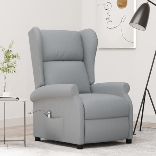 IBUQDDV Lesesessel Armlehnensessel Loungesitz Fernsehsessel Ohrensessel mit Liegefunktion Elektrisch Hellgrau Stoff für Schlafzimmer Büro Vanity von IBUQDDV