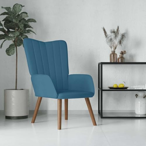 IBUQDDV Lesesessel Armlehnensessel Loungesitz Fernsehsessel Relaxsessel Blau Samt für Schlafzimmer Büro Vanity von IBUQDDV