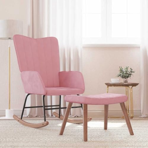IBUQDDV Lesesessel Chair Schaukelstuhl Relaxstuhl Schaukelstuhl mit Hocker Samt Rosa für Garten, Schlafzimmer, Wohnzimmer, Ecke, Veranda IBUQDDV Lesesessel Chair Schaukelstuhl Relaxstuhl Schaukelstuhl mit Hocker Samt Rosa für Garten, Schlafzimmer, Wohnzimmer, Ecke, Veranda von IBUQDDV