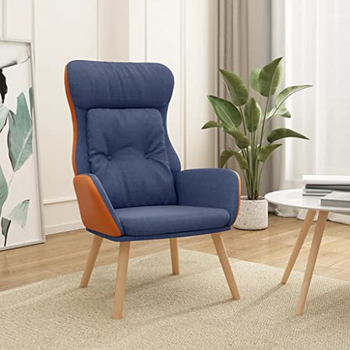IBUQDDV Lesesessel Fernsehsessel Loungesitz Armlehnensessel Relaxsessel Blau Stoff und PVC für Schlafzimmer Büro Vanity von IBUQDDV