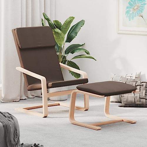 IBUQDDV Lesesessel Fernsehsessel Loungesitz Armlehnensessel Relaxsessel mit Hocker Dunkelbraun Stoff für Büro Schlafzimmer von IBUQDDV