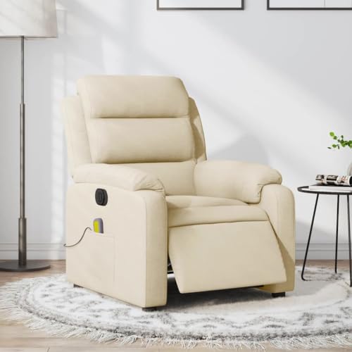 IBUQDDV Lesesessel Loungesitz Armlehnensessel Fernsehsessel Massagesessel Elektrisch Creme Stoff für Büro Schlafzimmer Leseecken von IBUQDDV