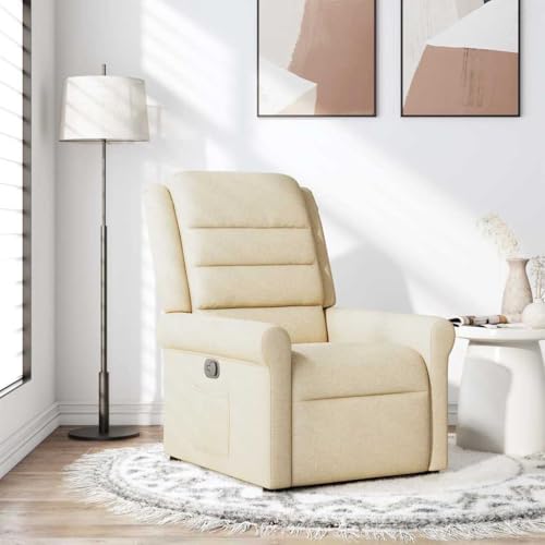 IBUQDDV Lesesessel Loungesitz Armlehnensessel Fernsehsessel Relaxsessel Creme Stoff für Schlafzimmer Büro Vanity von IBUQDDV