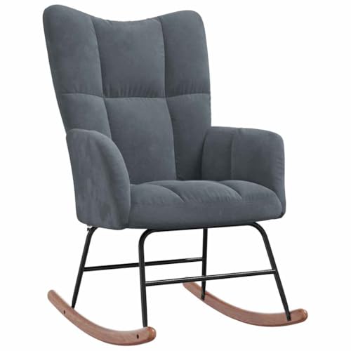 IBUQDDV Lesesessel Schaukelstuhl Relaxstuhl Chair Schaukelstuhl Dunkelgrau Samt für Wohnzimmer Schlafzimmer von IBUQDDV