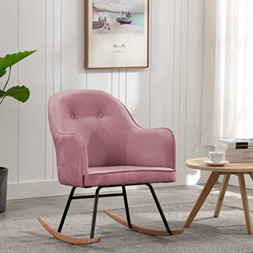 IBUQDDV Lesesessel Schaukelstuhl Relaxstuhl Chair Schaukelstuhl Rosa Samt für Wohnzimmer Schlafzimmer von IBUQDDV
