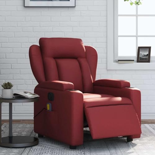 IBUQDDV Loungesitz Armlehnensessel Fernsehsessel Lesesessel Massagesessel Elektrisch Weinrot Kunstleder für Wohnzimmer Schlafzimmer von IBUQDDV