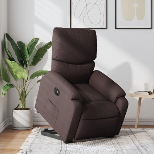 IBUQDDV Loungesitz Armlehnensessel Fernsehsessel Lesesessel Relaxsessel mit Aufstehhilfe Elektrisch Dunkelbraun Stoff für Büro Schlafzimmer Leseecken von IBUQDDV