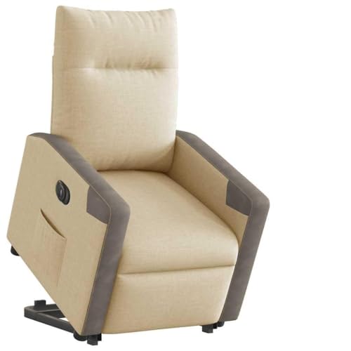 IBUQDDV Loungesitz Fernsehsessel Armlehnensessel Lesesessel Relaxsessel mit Aufstehhilfe Elektrisch Creme Stoff für Wohnzimmer Schlafzimmer von IBUQDDV