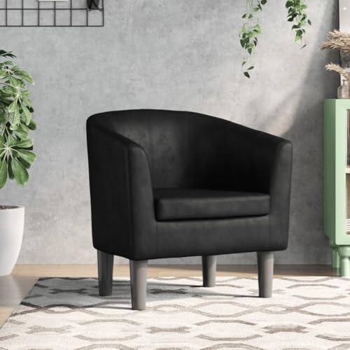 IBUQDDV Loungesitz Fernsehsessel Lesesessel Armlehnensessel Clubsessel Schwarz Kunstleder für Schlafzimmer Büro Vanity von IBUQDDV