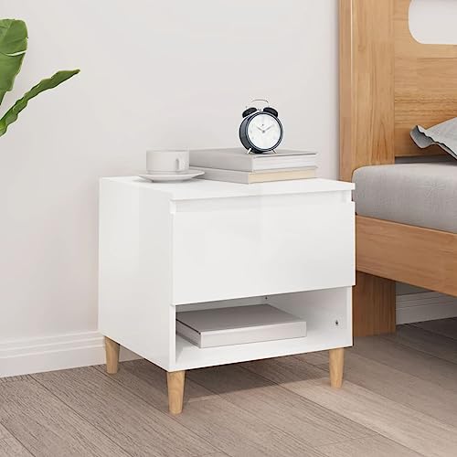 IBUQDDV Nightstand Ablagetisch Telefontisch Sofatisch Nachttisch Hochglanz-Weiß 50x46x50 cm Holzwerkstoff für Wohnzimmer, Schlafzimmer, Flur, Büro von IBUQDDV