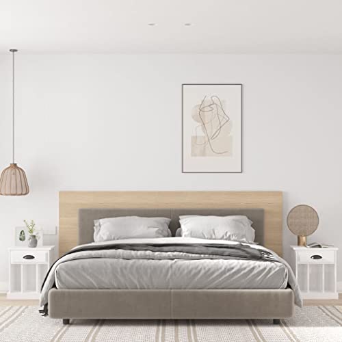 IBUQDDV Nightstand Ablagetisch Telefontisch Sofatisch Nachttische 2 STK. Hochglanz-Weiß 43x36x50 cm für Schlafzimmer Wohnzimmer von IBUQDDV