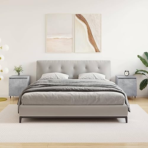 IBUQDDV Nightstand Sofatisch Ablagetisch Telefontisch Nachttische 2 STK. Betongrau 40x30x50 cm Holzwerkstoff für Schlafzimmer Wohnzimmer von IBUQDDV