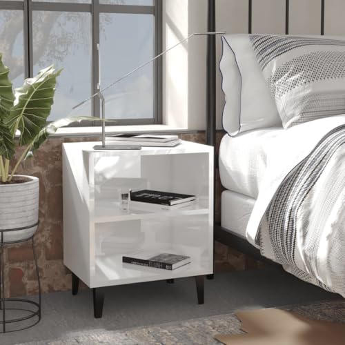 IBUQDDV Nightstand Telefontisch Ablagetisch Sofatisch Nachttisch mit Metallbeinen Hochglanz-Weiß 40x30x50 cm für Schlafzimmer Wohnzimmer IBUQDDV Nightstand Telefontisch Ablagetisch Sofatisch Nachttisch mit Metallbeinen Hochglanz-Weiß 40x30x50 cm für Schlafzimmer Wohnzimmer von IBUQDDV