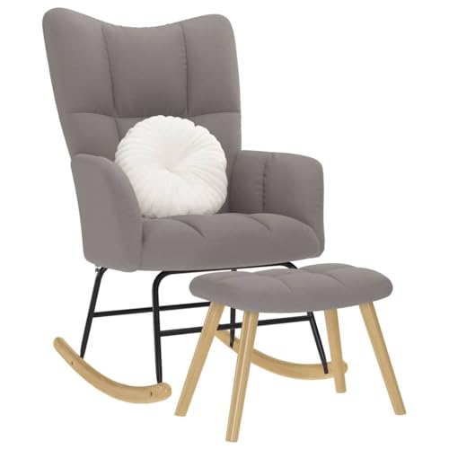 IBUQDDV Relaxstuhl Lesesessel Chair Schaukelstuhl Schaukelsessel mit Hocker Taupe Stoff für Garten, Wohnzimmer, Hof, Terrasse und Balkon IBUQDDV Relaxstuhl Lesesessel Chair Schaukelstuhl Schaukelsessel mit Hocker Taupe Stoff für Garten, Wohnzimmer, Hof, Terrasse und Balkon von IBUQDDV