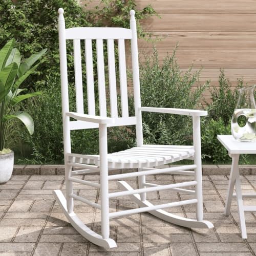 IBUQDDV Relaxstuhl Lesesessel Schaukelstuhl Chair Schaukelstühle mit Gebogenen Sitzen 2 STK Weiß Massivholz Tanne für Wohnzimmer Schlafzimmer von IBUQDDV