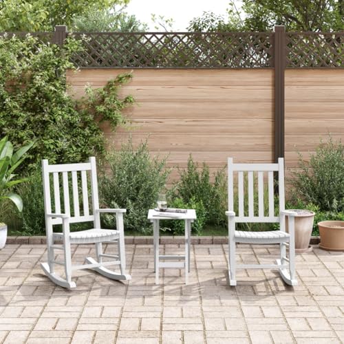 IBUQDDV Relaxstuhl Lesesessel Schaukelstuhl Chair Schaukelstuhl für Kinder 2 STK. Weiß Massivholz Pappel für Wohnzimmer Schlafzimmer von IBUQDDV