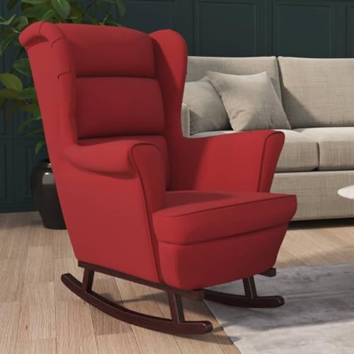 IBUQDDV Schaukelstuhl Relaxstuhl Chair Lesesessel Schaukelstuhl mit Massivholz-Gummibeinen Weinrot Samt für Wohnzimmer Schlafzimmer von IBUQDDV